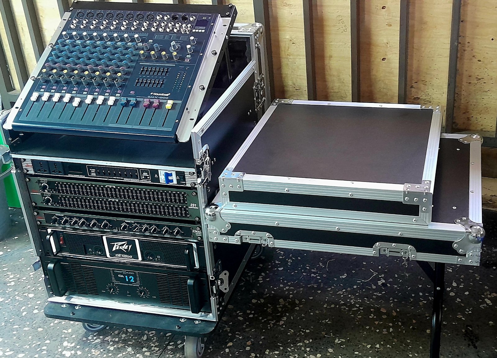 Fully Loaded PA System Rack with Soundcraft Mixer and dbx EQ/Crossover