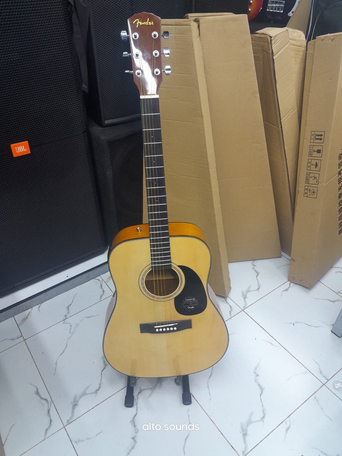 Fender Natural Finish Semi-Acoustic Guitar with Built-in Tuner