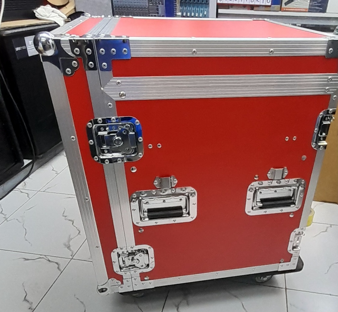 Heavy-Duty 12-Unit Red Audio Equipment Rack Mount Road Case
