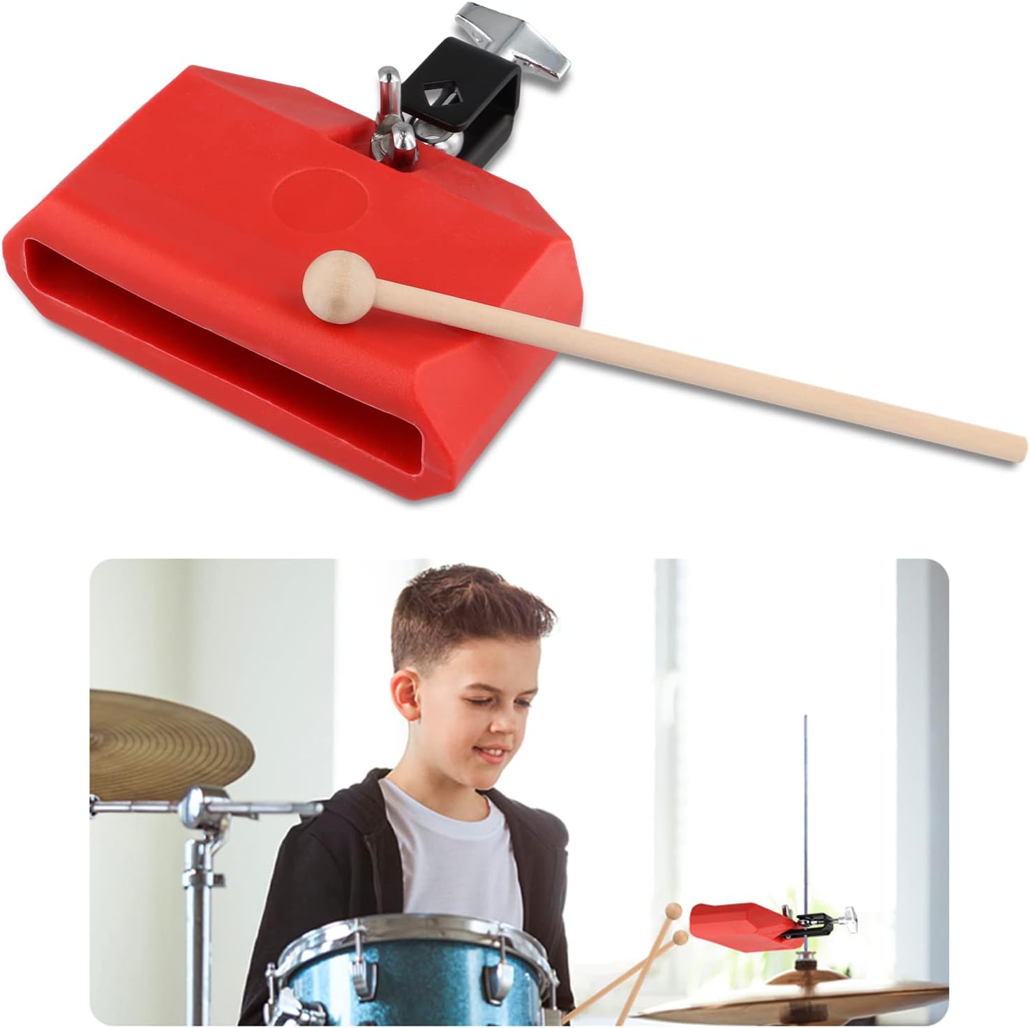 Vibrant Red Plastic Cowbell - Crisp Latin Percussion Sound